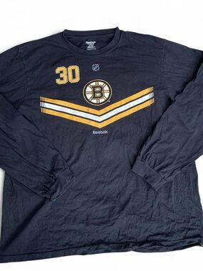 Reebok Black/Gold Boston Bruins Tim Thomas Long Sleeve Jersey Long SleeveTee